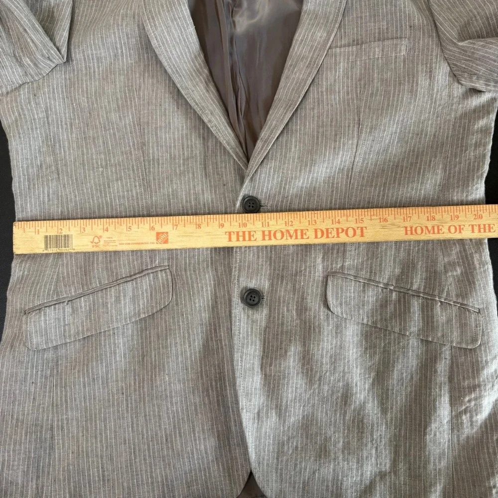 Murano Baird McNutt Irish Linen Blazer Mens Large Gray Pinstripe Sport Coat NEW
